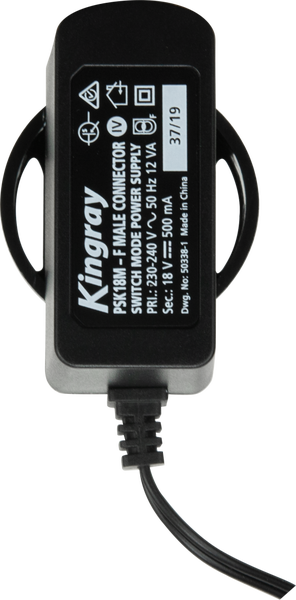 Kingray PSK18M 18V DC 500mA Plug Pack with F-male connector