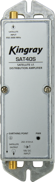 Kingray SAT40S 40dB Gain Distribution Amplifier, Single Input, 950-2400MHz Frequency Range, local or