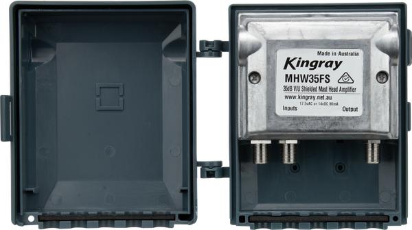 Kingray MHW35FS 35dB Wideband Masthead Amplifier, Fully Shielded, Separate or Combined Input with LTE Filter