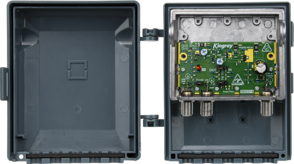Kingray MHW35FS 35dB Wideband Masthead Amplifier, Fully Shielded, Separate or Combined Input with LTE Filter