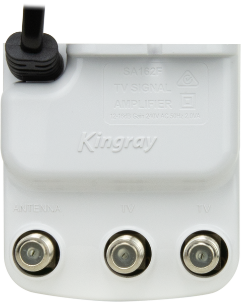 Kingray SA162F 16dB Gain 2 Way Splitter Indoor Amplifier with mains power, 47-862MHz Frequency Range