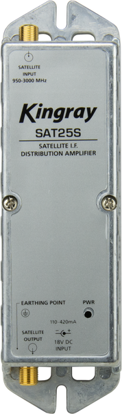Kingray SAT25S 25dB Gain Distribution Amplifier, Single Input, 950-2400MHz Frequency Range, local or