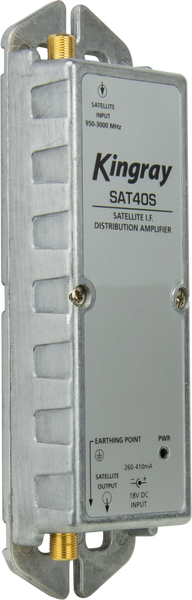 Kingray SAT40S 40dB Gain Distribution Amplifier, Single Input, 950-2400MHz Frequency Range, local or
