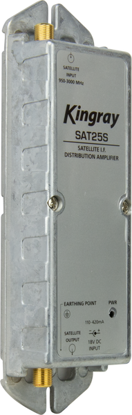 Kingray SAT25S 25dB Gain Distribution Amplifier, Single Input, 950-2400MHz Frequency Range, local or