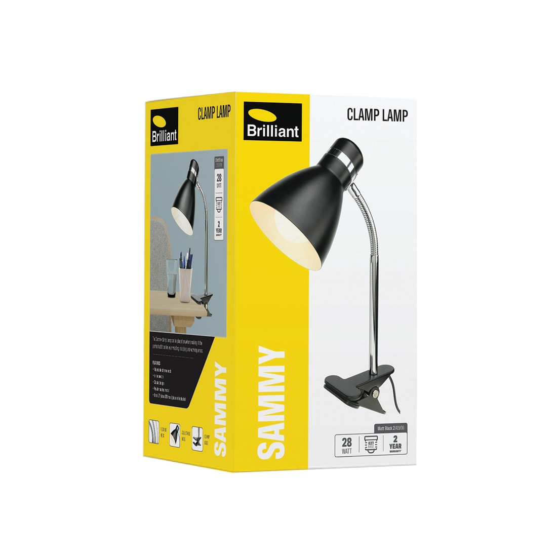 SAMMY E27 40W CLAMP LAMP - BLACK - 21419/06
