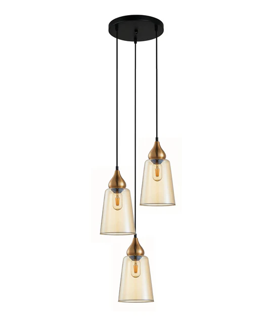 JEREZ Modern Ellipse Glass Flat Top 3 Pendant Lights Round JEREZ1X3R
