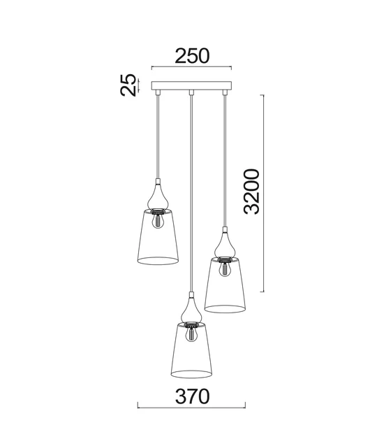 JEREZ Modern Ellipse Glass Flat Top 3 Pendant Lights Round JEREZ1X3R