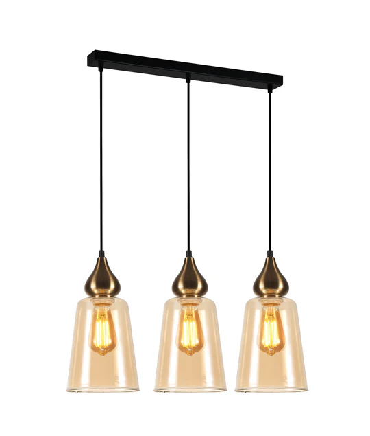 JEREZ Modern Ellipse Glass Flat Top 3 Pendant Lights JEREZ1X3S