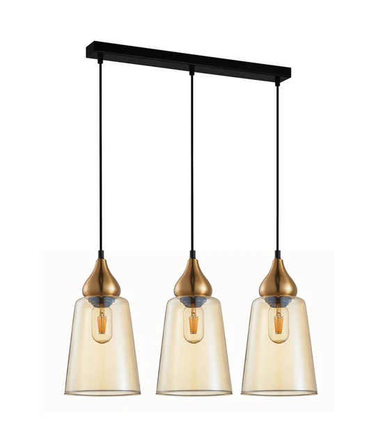 JEREZ Modern Ellipse Glass Flat Top 3 Pendant Lights JEREZ1X3S