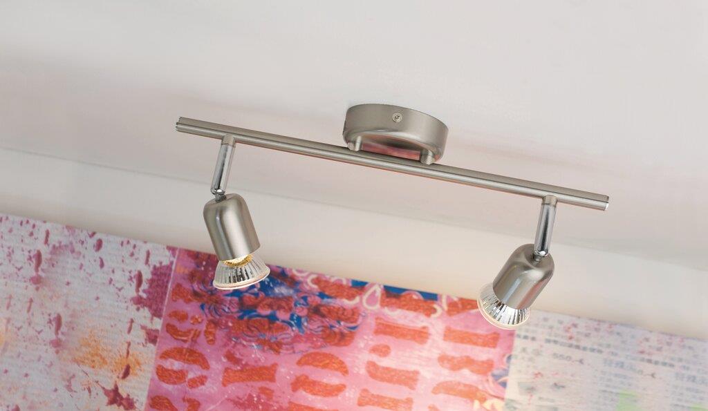 Avenue 2 light Spot bar Metal Brushed steel - 73561132