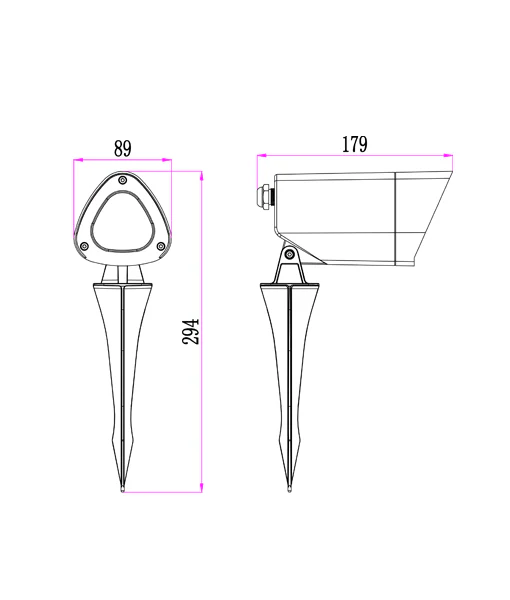 KAM Exterior Dark Grey Garden Spike Light KAM01