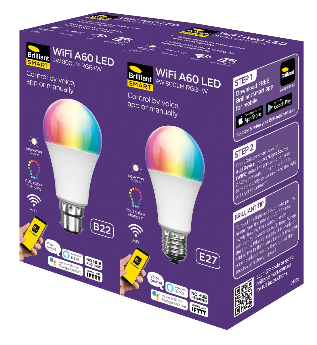 SMART BIO RHYTHM 9W A60 E27 RGB+W GLOBE-21958