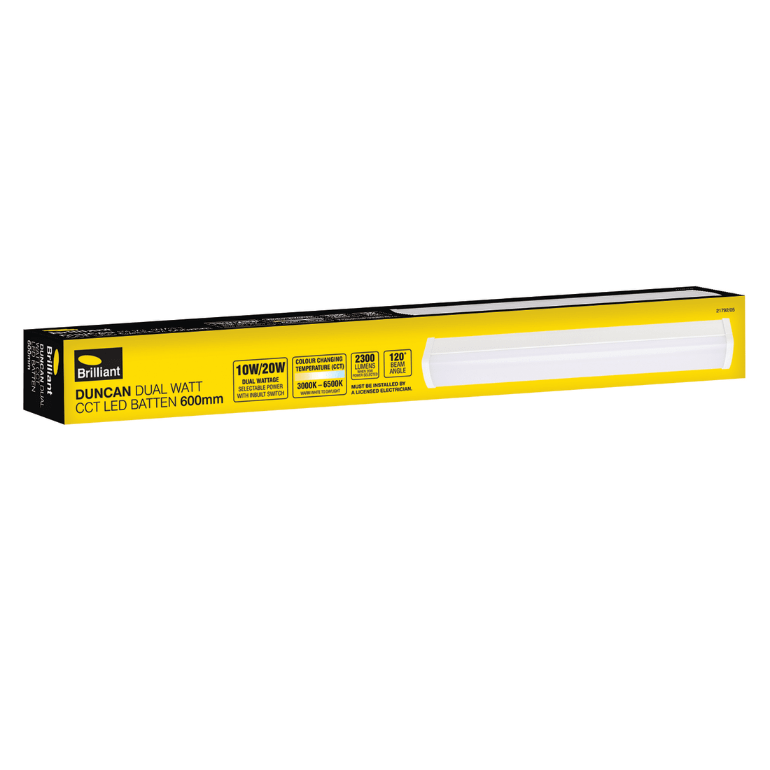 DUNCAN 600MM 10W/20W CCT DUAL WATT LED BATTEN - WHITE - 21792/05