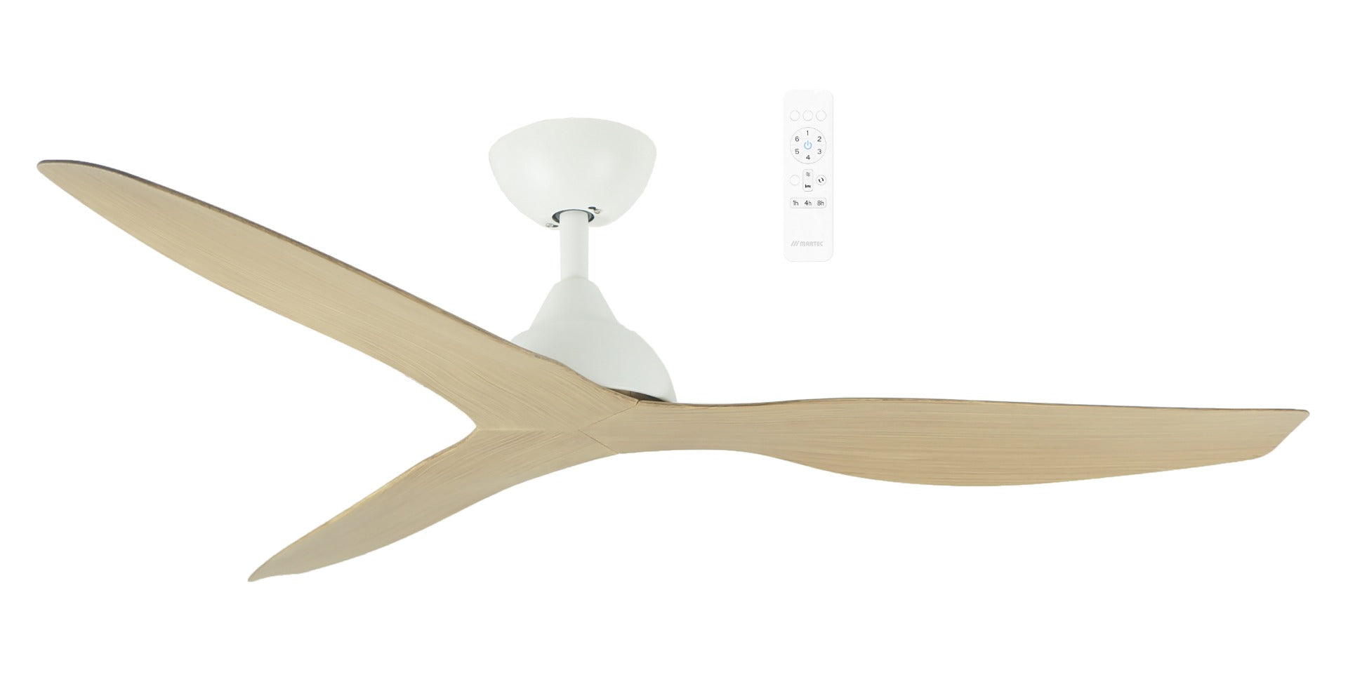 Avoca DC 52" Smart WIFI Ceiling Fan In White With Oak Blade MADC133WOR