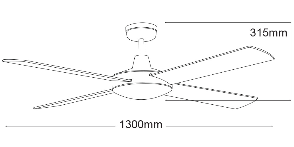 Lifestyle 1320mm 4 Blade Ceiling Fan Only Matt Black DLS134M