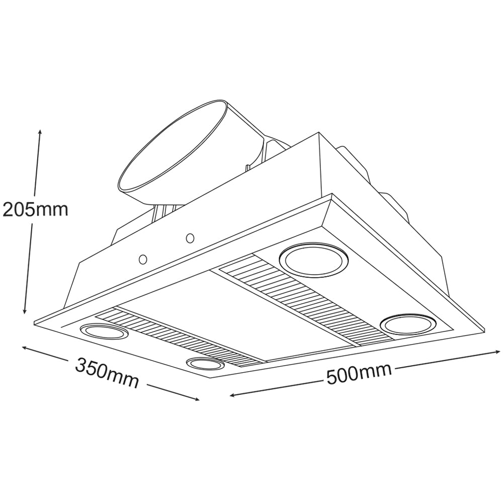 Martec Linear White 3-in-1 Bathroom Heater with LED Light, Exhaust Fan and Heat Lamp - MBHL1000W