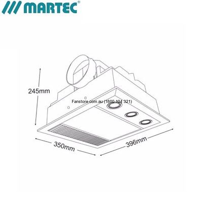 Martec LINEAR MINI LED BATHROOM HEATER EXHAUST FAN LIGHT WHITE 3IN1 MBHM1000W