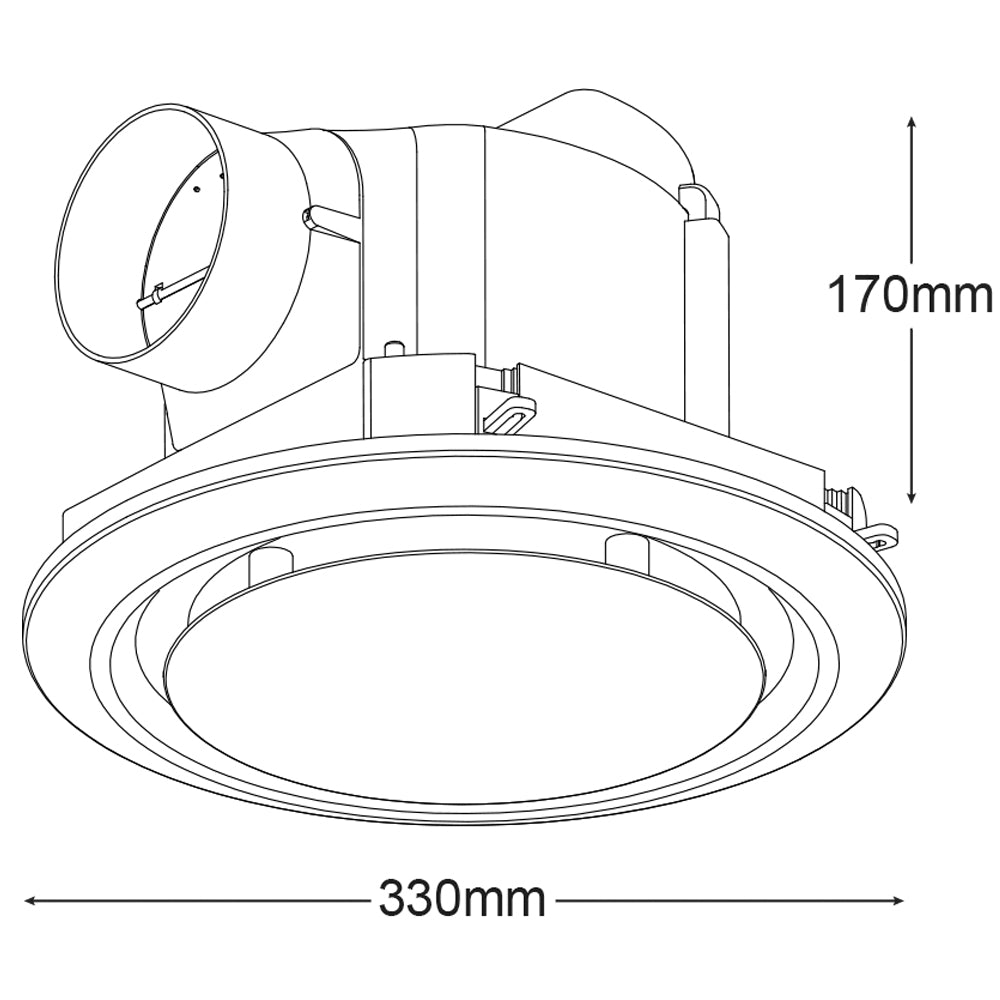 Gyro Round 250mm Exhaust Fan Silver