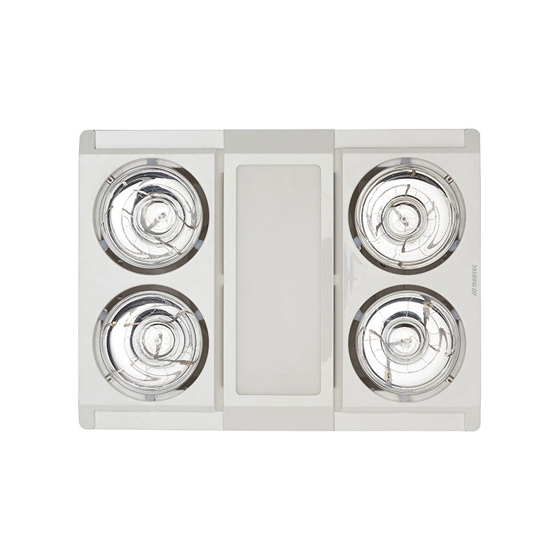 Profile Panel 4 Heat 3 in 1 Bathroom Heater Exhaust Fan with 12w Tricolour Panel Light White - MBHN4LW