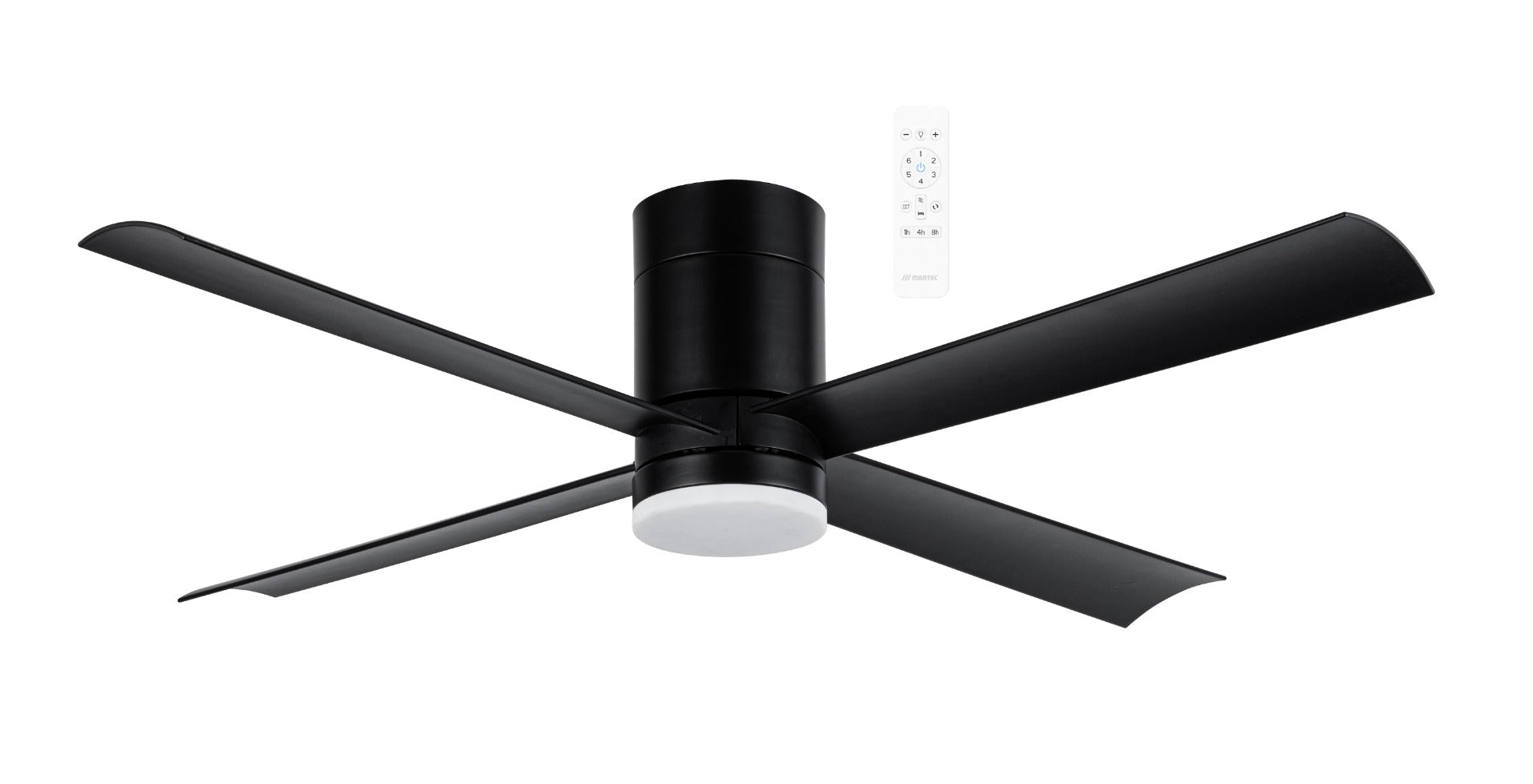 Carrara DC Close to Ceiling 48" Hugger WIFI Ceiling Fan With Dimmable CCT LED Light In Black MCDC1243M
