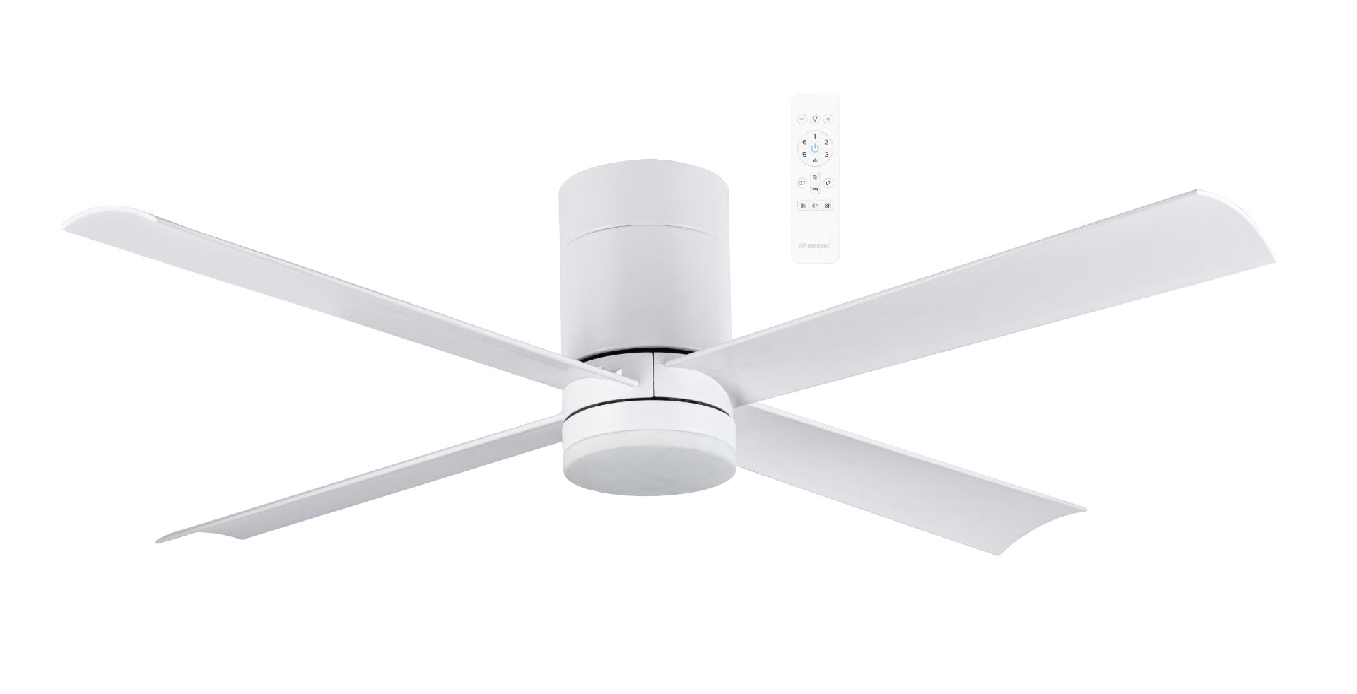 Carrara DC Close to Ceiling 48" Hugger WIFI Ceiling Fan With Dimmable CCT LED Light In White MCDC1243W