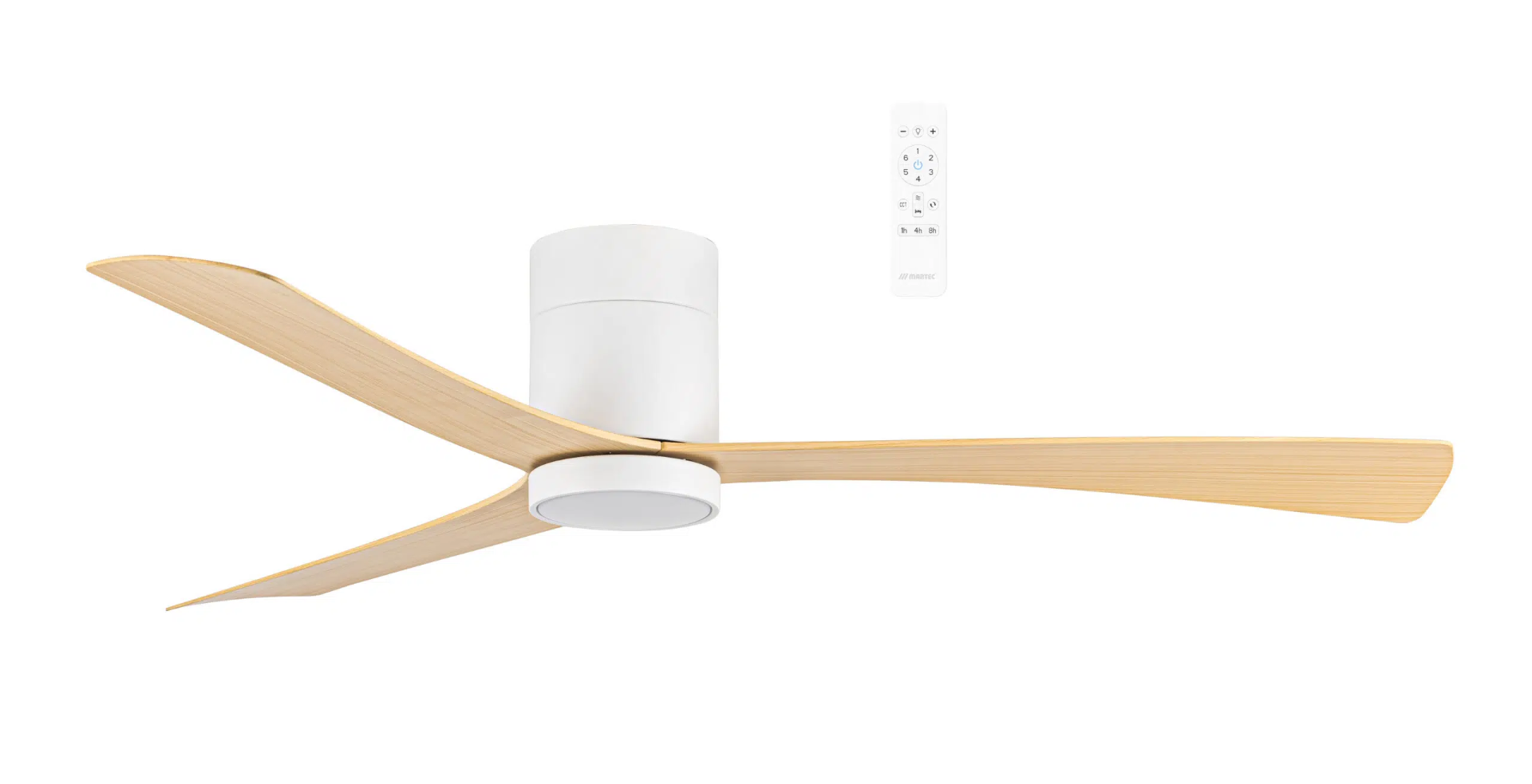 Metro DC Close to Ceiling 52" Hugger Smart WIFI Ceiling Fan With CCT LED Light White/Oak Blade MDCM1333WO
