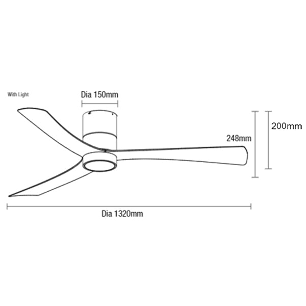 Black Martec Metro 52" (1320mm) DC Low Profile Ceiling Fan with Remote - MMDC133MMR