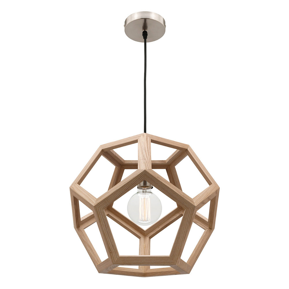 Peeta Small Pendant Light 40cm Natural Timber Hexagon Mercator MG4231S