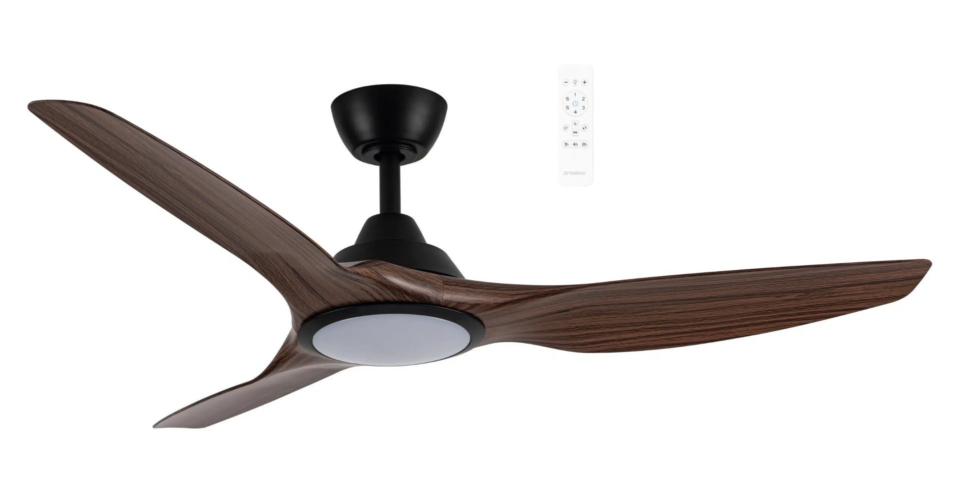 Impact DC 52" Smart WIFI Ceiling Fan with Dimmable CCT LED Light Matt Black with Walnut Blade MIDC1333MWN
