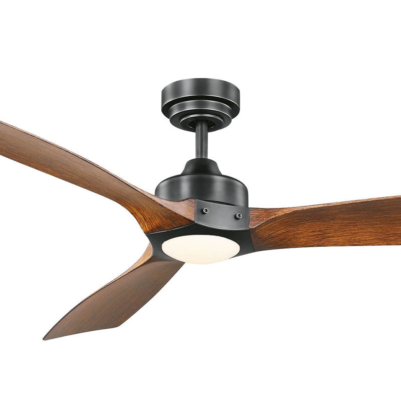 Minota Smart DC Ceiling Fan 52" Black & Dark Timber With LED Light - FC628133GBK