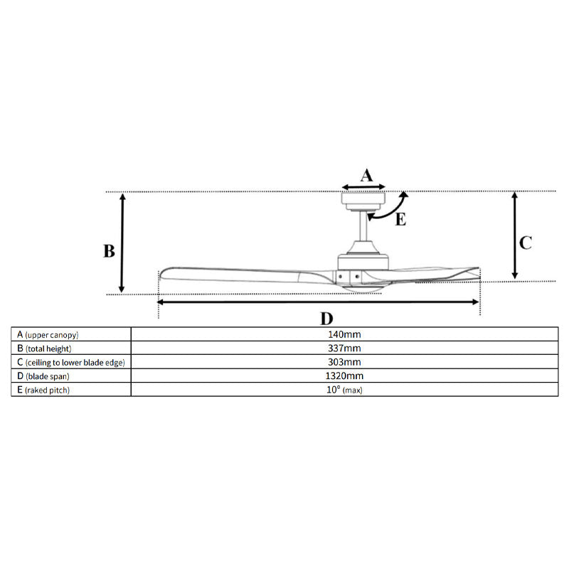 Minota Smart DC Ceiling Fan 52" Black & Dark Timber With LED Light - FC628133GBK