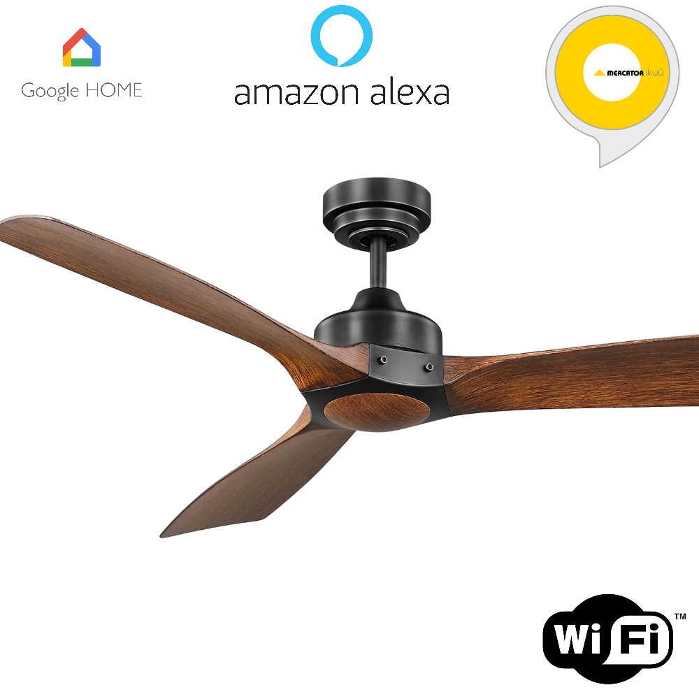 Minota Smart DC Ceiling Fan 52" Black & Dark Timber - FC620133GBK