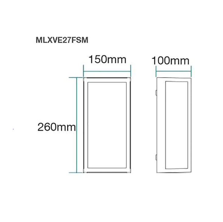Vancouver E27 Flush Wall Exterior Small Matt Black - MLXVE27FSM