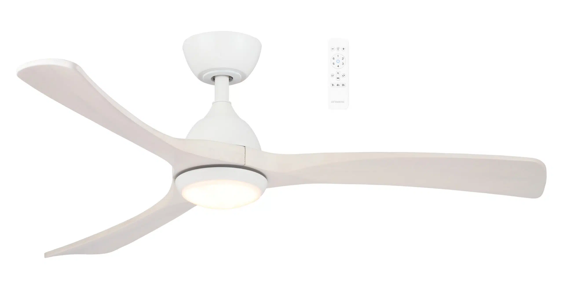 Norfolk DC 48" Smart  WIFI Ceiling Fan with Dimmable CCT LED Light Matt White/Whitewash MNDC1233WW