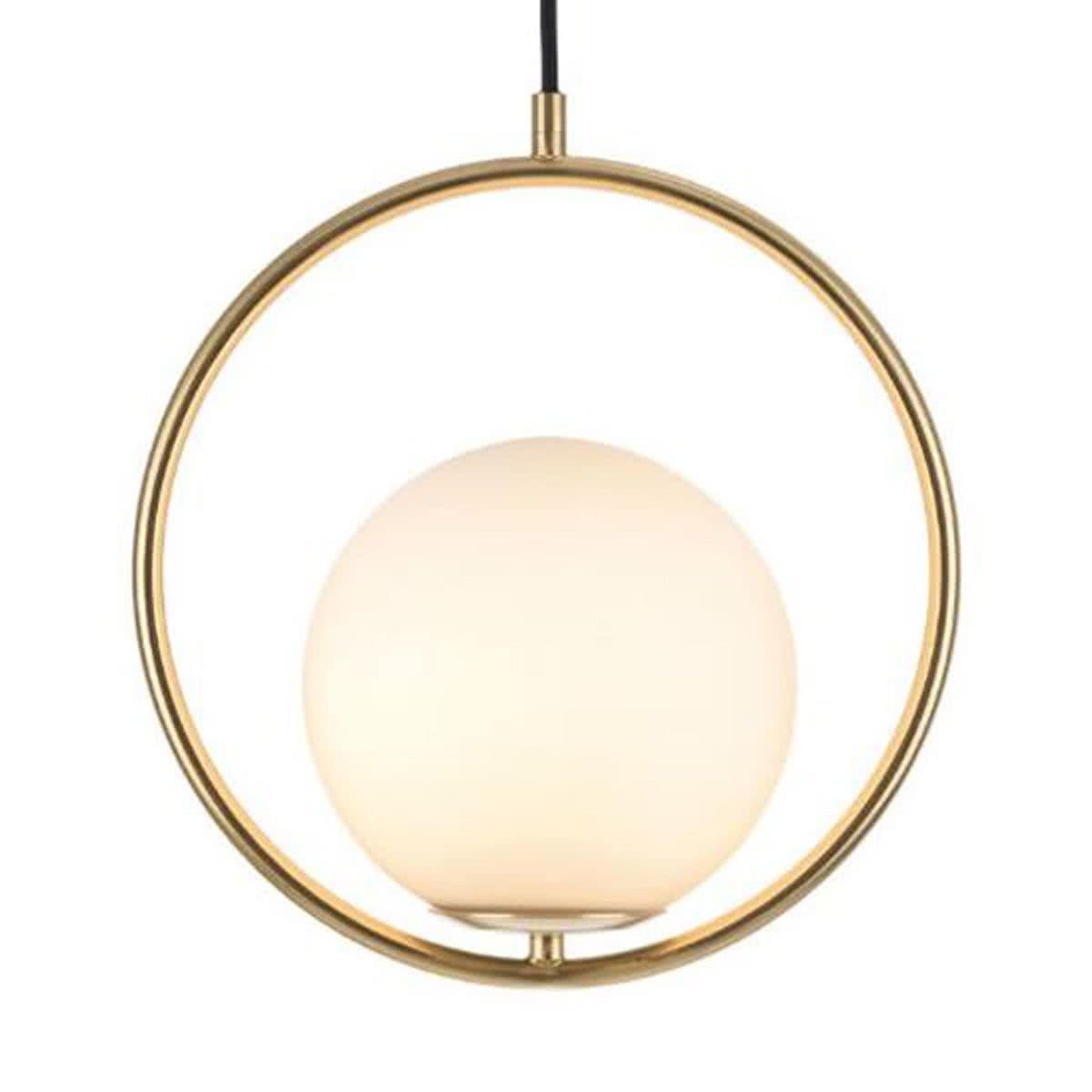 MERCATOR Edith Opal Ball Pendant with Circular Metal Frame - Brass - E14 MPL506BRS