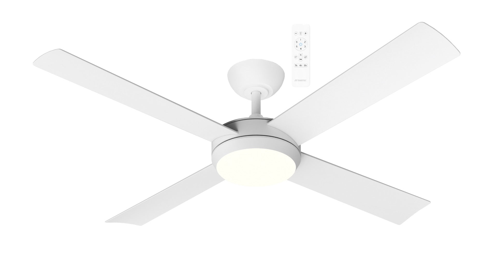 Quantum DC 52" Ceiling Fan Matt White With Dimmable CCT LED Light MQDC1343WR