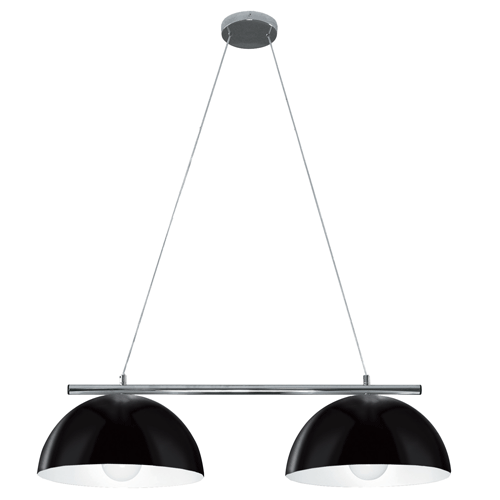 Double Retro Modern Shade Pendant Black, Chrome 75W MS2400-BLWH Superlux