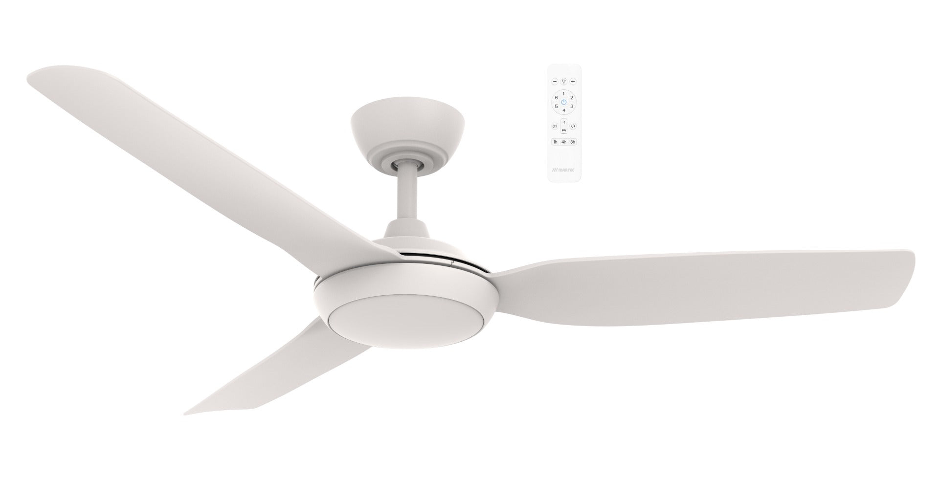 Viper DC 52" 3 Blade Smart Ceiling Fan with Dimmable CCT LED Light Matt White MVDC1333W