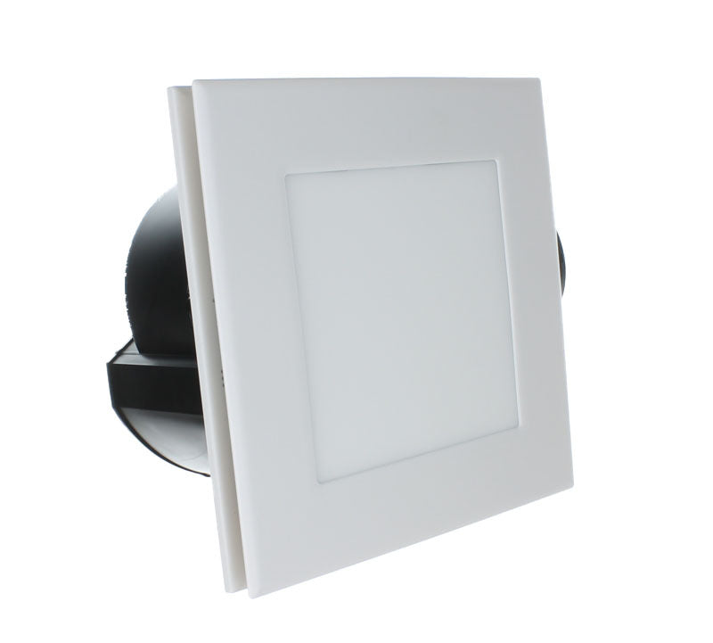 Flow Square 250mm Exhaust Fan & 12W Tricolour LED Light White - MXFLFS25W