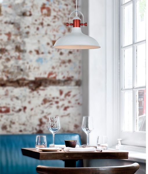 PENDANT ES 72W MATT WH DOME with Copper Plating NARVIK1 Cla Lighting