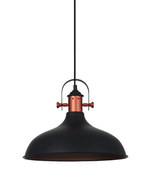 PENDANT ES 72W MATT BLK DOME with Copper plating NARVIK2 Cla lighting