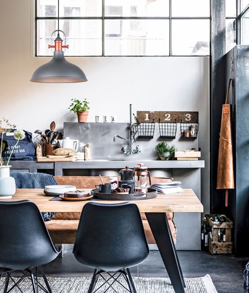 PENDANT ES 72W MATT GREY Dome with Copper Plating NARVIK3 Cla Lighting