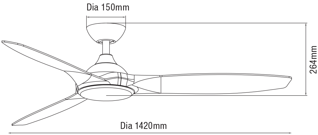 Newport 1420mm 3 ABS Blade DC Remote Control Ceiling Fan Only Old Bronze/Walnut - MNF143OWR