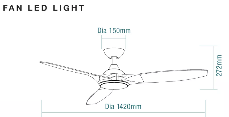 Newport 56" Ceiling Fan with CCT LED Light In White with Oak Blade MNF1433WOR