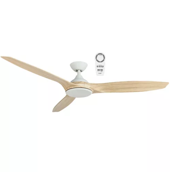 MNF143WOR Newport 1420mm 3 ABS Blade DC Remote Control Ceiling Fan In White/Oak