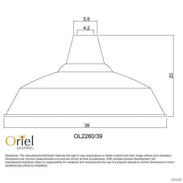 WAREHOUSER.39 METAL SHADE BLACK OL2260/39BK
