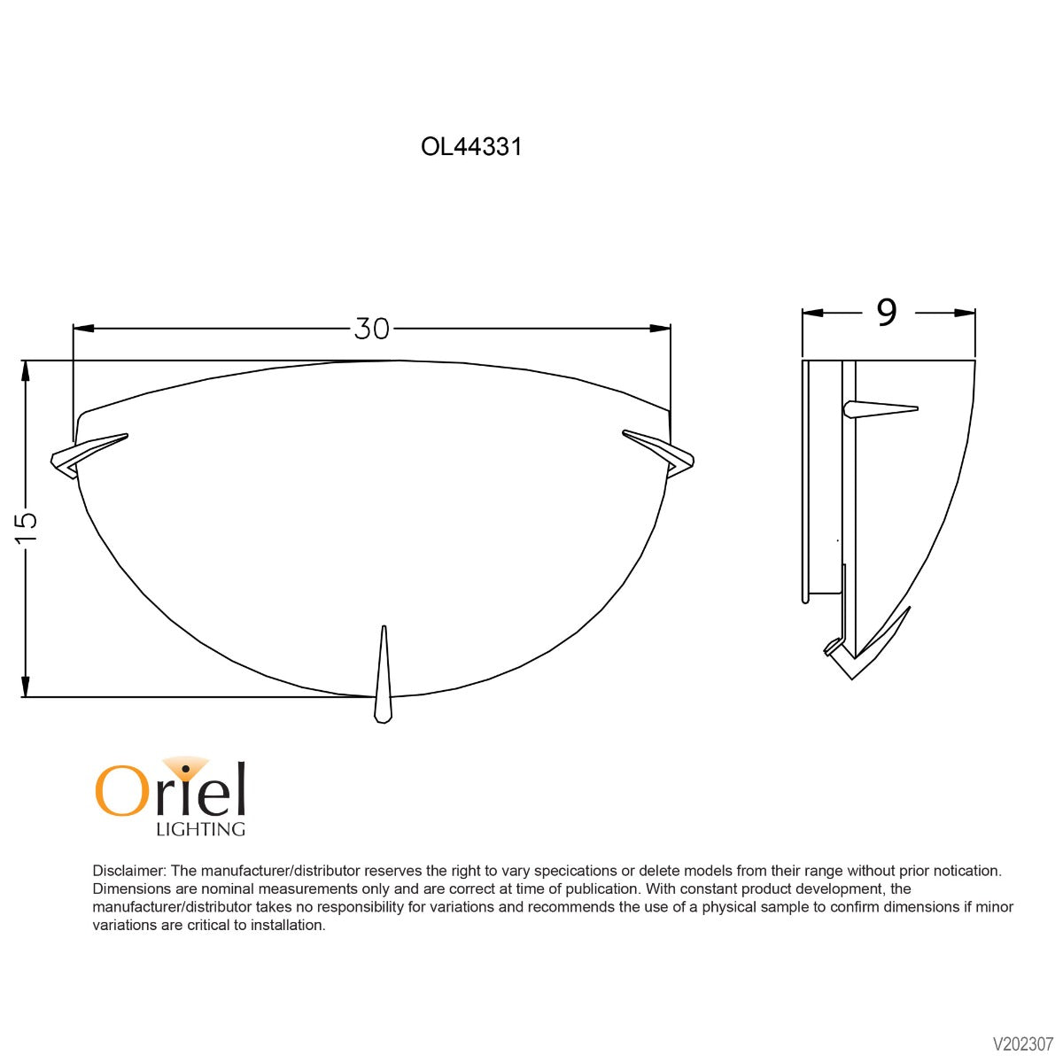 CLAW 30cm WALL LIGHT OPAL AND CHROME- OL44331CH