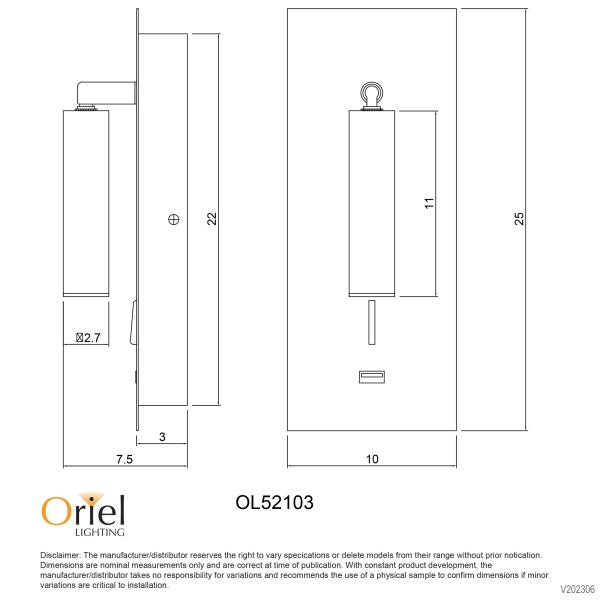 HOTEL LED WALL LIGHT WHITE w/ USB OL52103WH