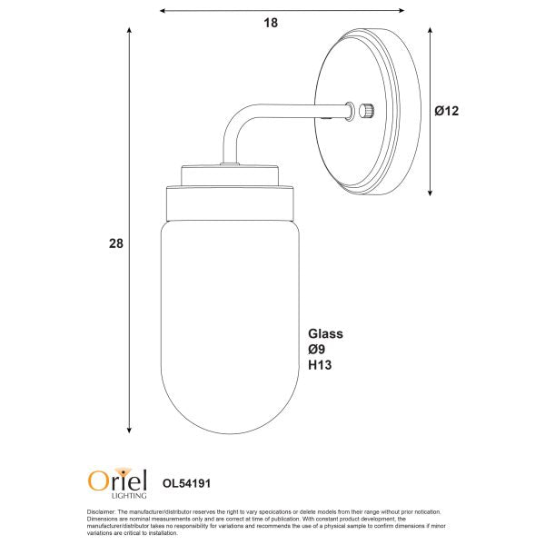 DUNBURN WALL LIGHT BLACK/OPAL OL54191BK
