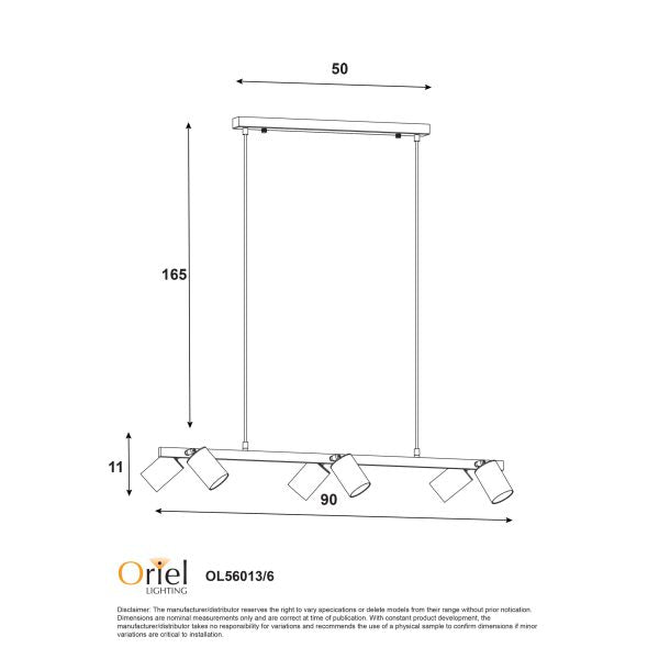 BRIDGE 6 LIGHT GU10 PENDANT BLACK OL56013/6BK